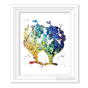 Tweedledee and Tweedledum Watercolor Art Print Alice In Wonderland Art Painting Illustration Home Decor Nursery Art Wall Art Gift (No.497)