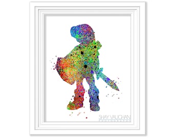Link Aquarell Kunstdruck Legend of Zelda Kunst Poster Wand Kunst Home Dekor Wand Dekor Geschenk Nintendo Illustration Link Malerei (No.155)