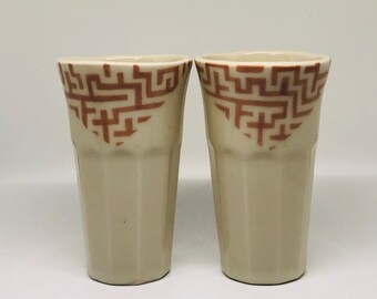 Peach Maze Patterned Tumblers (set of two)