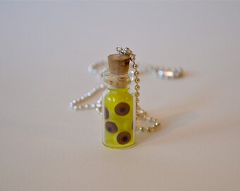 Eyeball in a Jar Necklace | Handmade Polymer Clay Horror Pendant | Green or Brown Eye Options