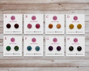 Handmade Colorful Round Polymer Clay Stud Earrings | Lightweight Minimalist Earrings | Cute Everyday Jewelry