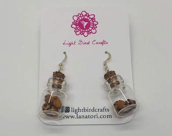 Handmade Polymer Clay Cookie Jar Earrings | Miniature Chocolate Chip Food Jewelry