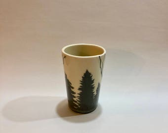 Handmade Celadon Forest Tumbler, Porcelain Clay Cup