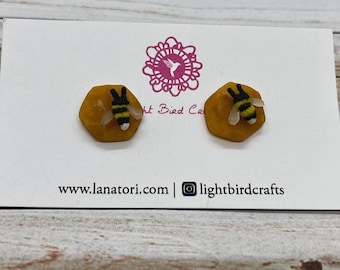 Honeycomb and Bee Studs