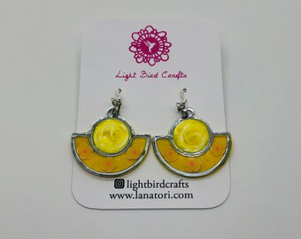Yellow Floating Flower Earrings