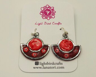 Red Floating Flower Earrings