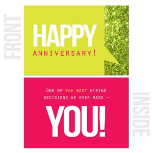 L'une des meilleures décisions d'embauche que nous ayons jamais prises : vous ! - Paquet de 10 cartes Joyeux anniversaire au travail