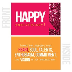 Merci d'avoir apporté votre coeur, votre âme, vos talents... - Paquet de 10 cartes Joyeux anniversaire au travail
