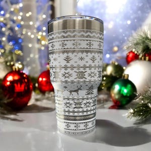 Ugly Christmas Sweater Tumbler: Laser Engraved 30oz Polar Camel