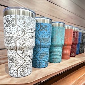 Hidden Swear Word Mandala Tumbler: Laser Engraved Funny Gift