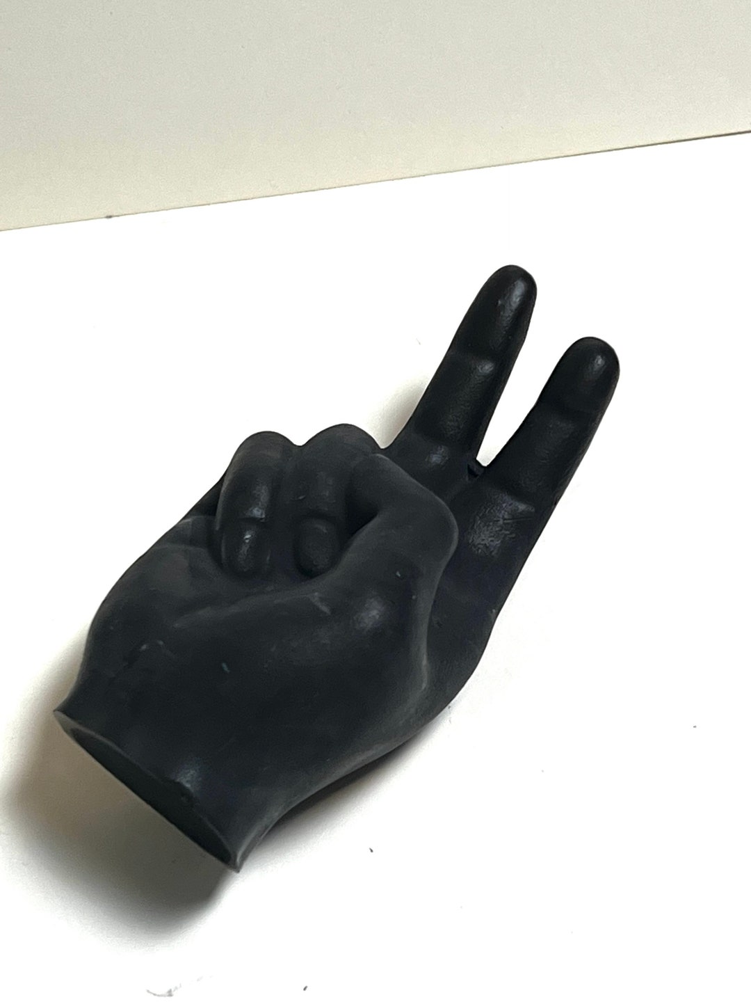 Black Peace Sign Wax Hand Sculpture by Artist Allison Lee Etsy