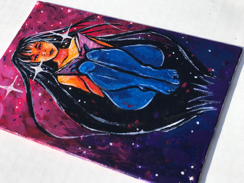 Space babe zen original painting by artist allison Lee Meixell