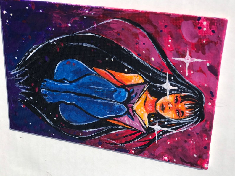 Space babe zen original painting by artist allison Lee Meixell