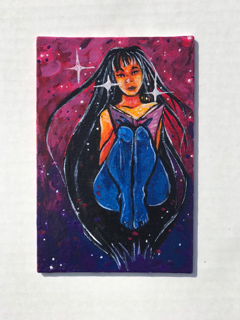 Space babe zen original painting by artist allison Lee Meixell