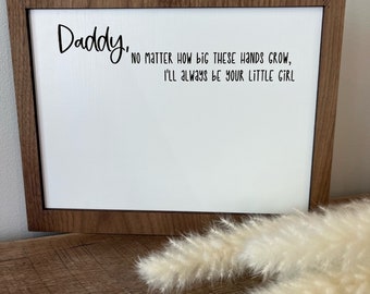 Father's Day Gift | Handprint Sign | Gift from Daughter | Laser Cut Wood Sign | Daddy's Little Girl