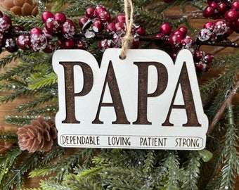 Gift for Papa / Papa Christmas Ornament 2022 / Gift for Parents / Merry Christmas / 2022 Ornament / Laser Cut Out / Stocking stuffer