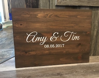 Guestbook Idea, Wedding Guest book, Custom Wooden Wedding Guestbook, Wedding Wall Art, Wood Guestbook for Signing, Simple Names Center