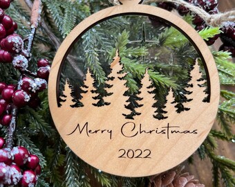 Christmas Ornament 2022 / Merry Christmas Ornament 2022 / Unique Christmas Gift / 2022 Ornament / Laser Cut Out / Gift for Friend / Stocking