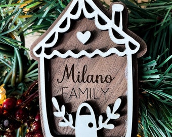 Personalized Christmas Ornament with Family Name / 2021 Ornament / Custom Ornament / Gingerbread House Family Ornament