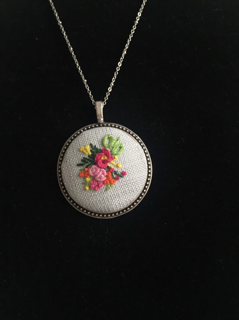 Floral embroidery necklace  etsy Floral embroidery necklace  etsy