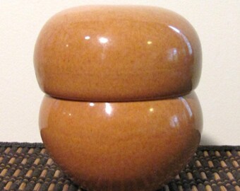 Russel Wright Iroquois Casual Ripe Apricot Stacking Salt and Pepper Shaker Set