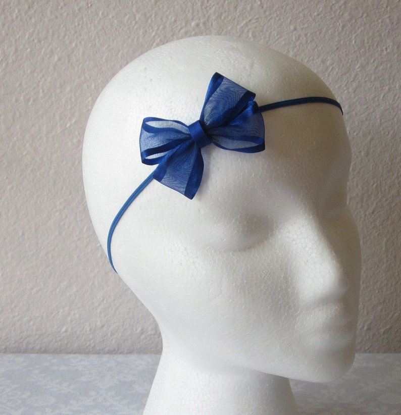 Toddler Girl Hair Bow Dark Royal Blue Hair Bow Baby Pictures Bow Small Blue Bow Headband Family Photos Bow Newborn Photos Bow