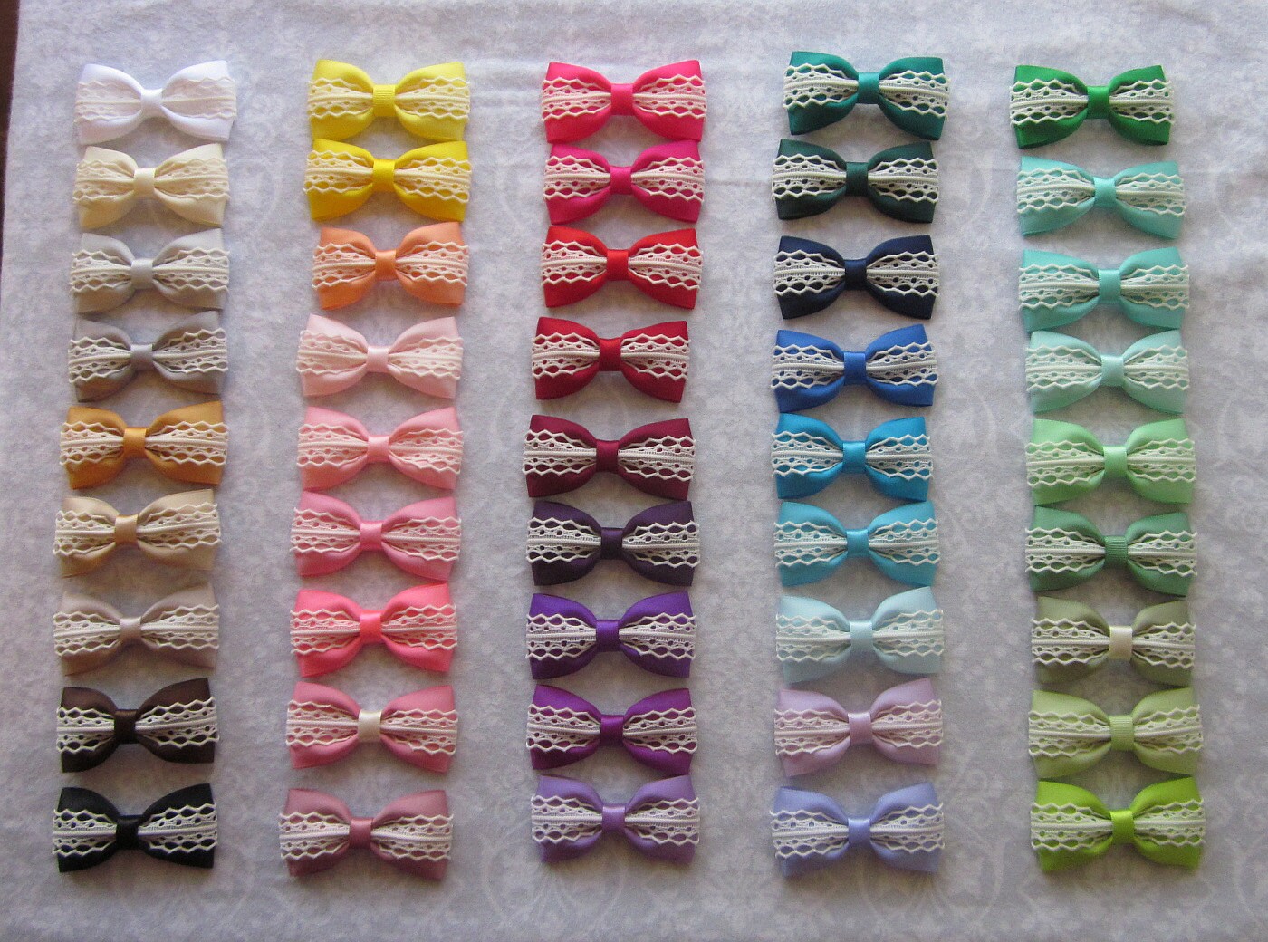 Satin Lace Bows 49 Colors Fancy Cute Little Girls Hair Etsy