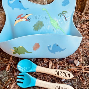 Personalized Bib and Silverware Set for Baby or Toddler