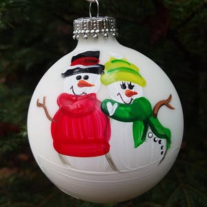 Expecting Couple Personalized Snowman Christmas Ornament Handpainted Gift Expecting Baby
