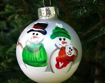 New Baby Personalized Snowman Christmas Ornament Handpainted Gift baby's First Christmas