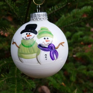 Personalized Snowman Couple Christmas Ornament Handpainted Gift
