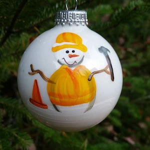 Trabalhador da construção civil boneco de neve personalizado enfeite de natal presente pintado à mão
