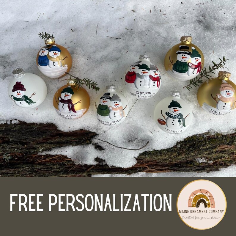 Family of 4 Personalized Snowman Christmas Ornament Handpainted Gift - Etsy