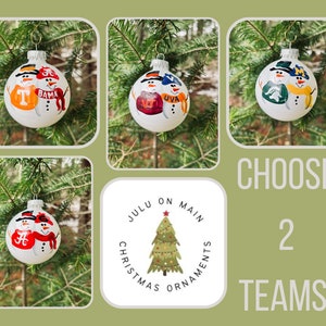 HOUSE DIVIDED Sports Team Snowman Personalized Christmas Holiday Ornament (2 Teams ONLY)