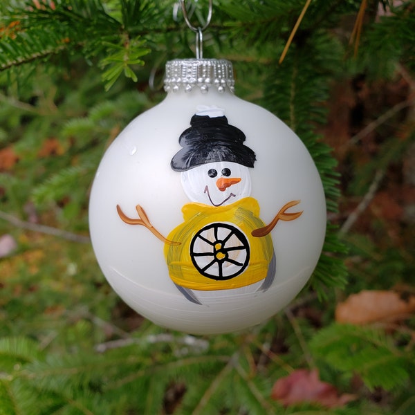 Boston Bruins Personalized Snowman Christmas Ornament Handpainted Gift