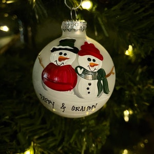 Snowman Grandparent Grammy and Grampa Personalized Christmas Ornament Handpainted Gift image 4