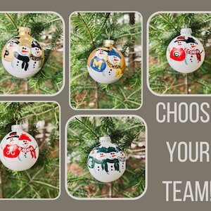 Your Choice - ONE Sports Team Snowman Personalized Christmas Holiday Ornament
