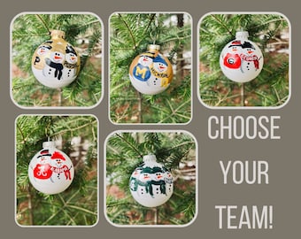 Your Choice - ONE Sports Team Snowman Personalized Christmas Holiday Ornament