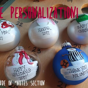 Snowman Grandparent Grammy and Grampa Personalized Christmas Ornament Handpainted Gift image 2