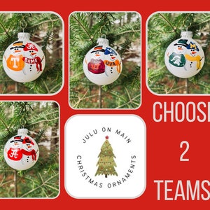HOUSE DIVIDED Sports Team Snowman Personalized Christmas Holiday Ornament (2 Teams ONLY)