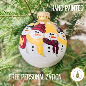 Washington Commanders Gepersonaliseerde sneeuwpop kerstornament handgeschilderd cadeau gezin van 4 personen