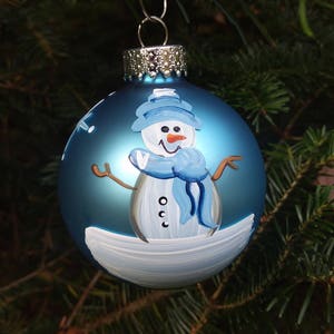 Baby's First Christmas Personalized Snowman  Ornament Handpainted Gift Baby Boy 1st