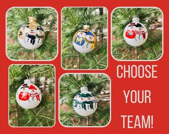 Your Choice - ONE Sports Team Snowman Personalized Christmas Holiday Ornament