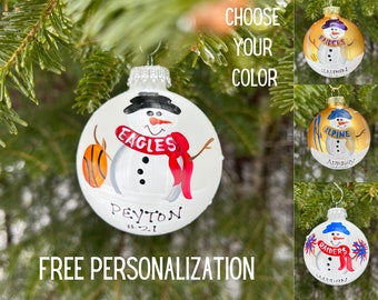 Basketball Player Personalized Snowman Christmas Ornament Handpainted Gift