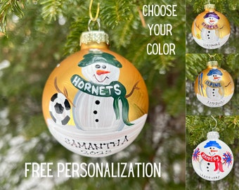 Soccer Personalized Snowman Christmas Ornament Handpainted Gift