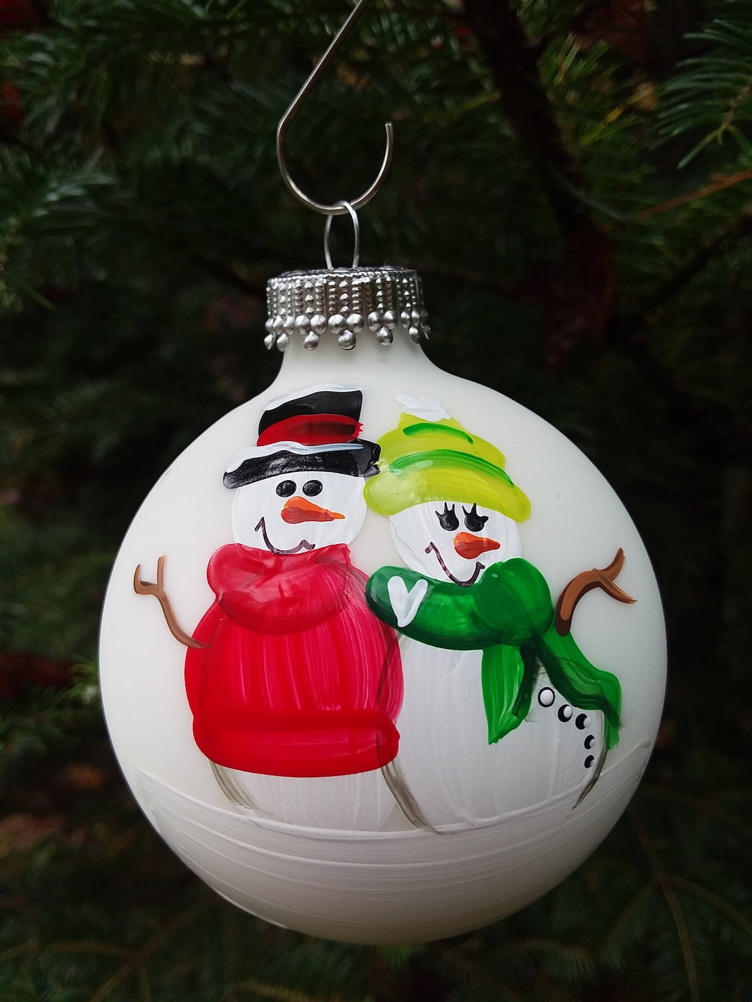 Expecting Couple Personalized Snowman Christmas Ornament Handpainted ...