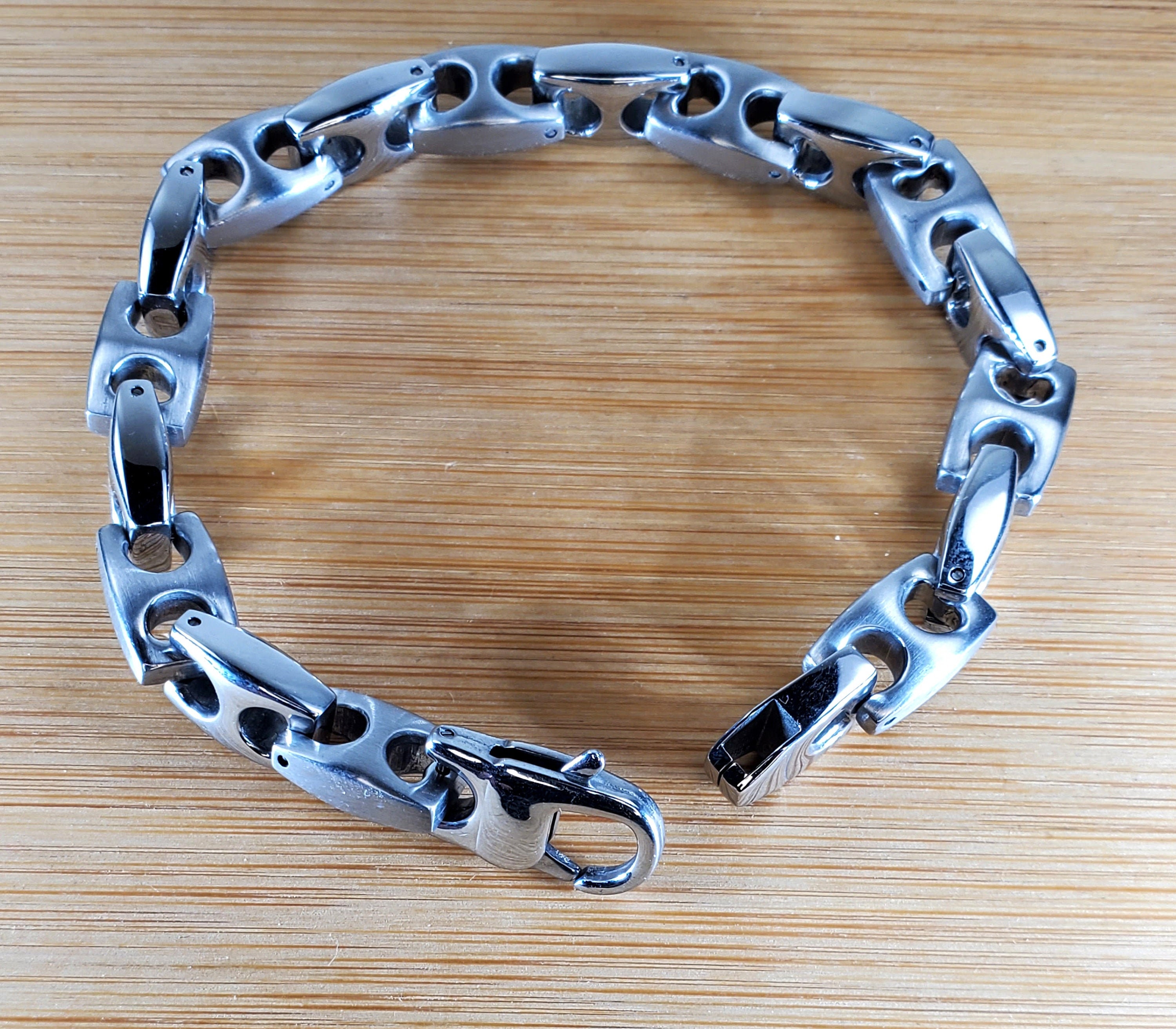 Mens Stainless Steel Anchor Chain Bracelet Etsy