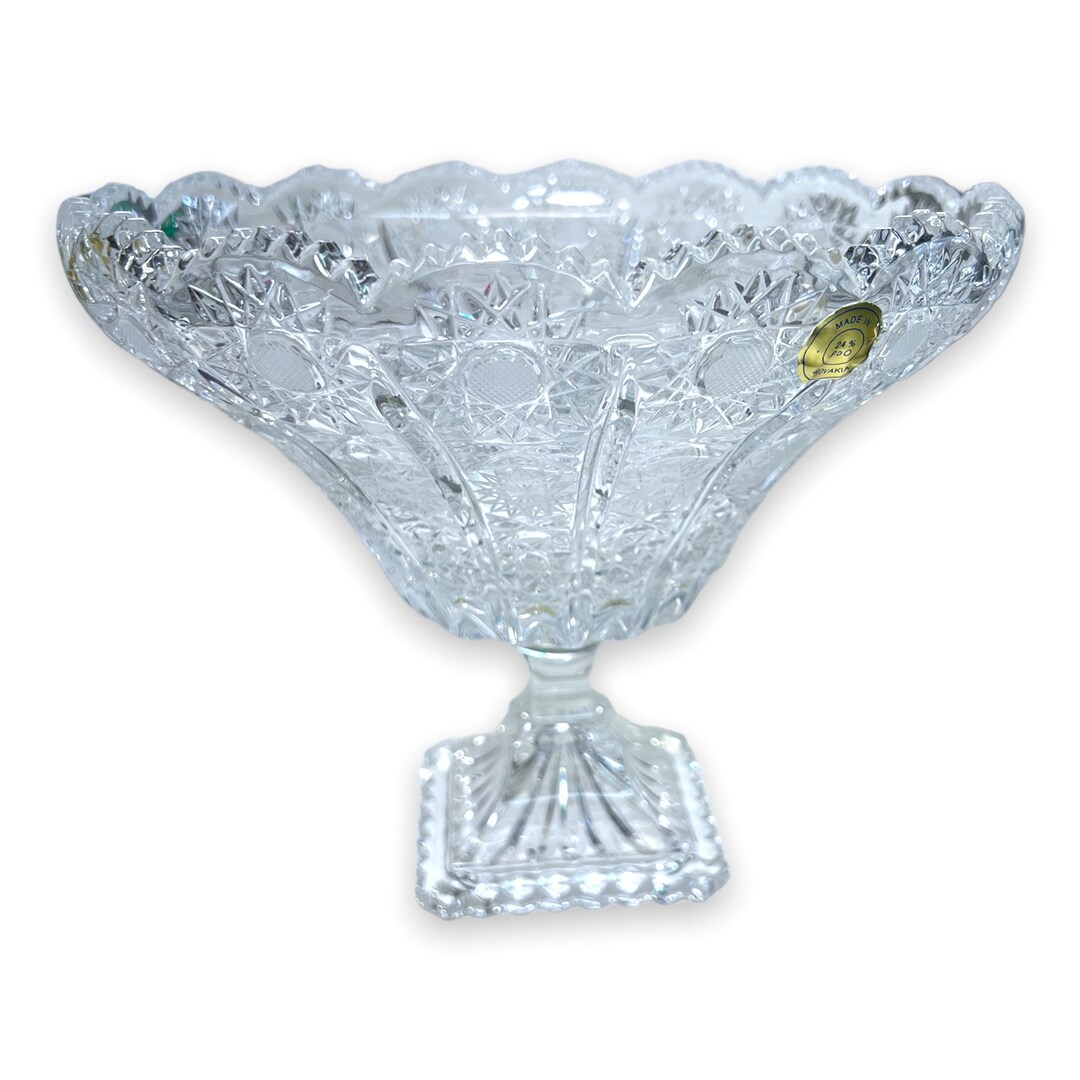 Vintage Slovakia Crystal Vase Etsy