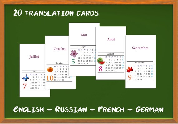 Calendar Months And Days Of The Week In Russian French Image 0