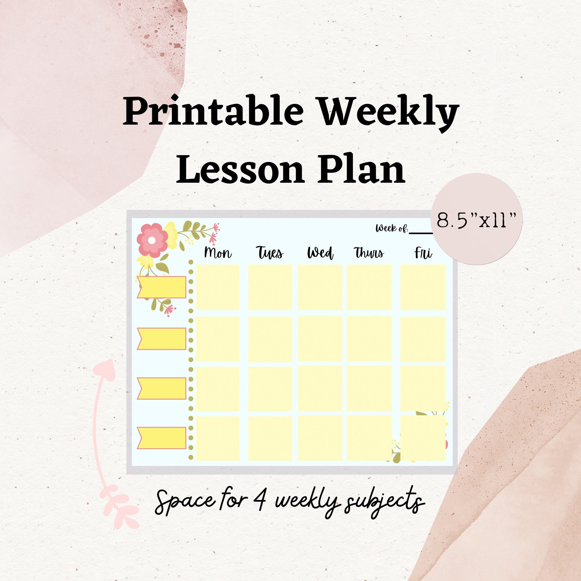 Printable Weekly Lesson Plan Printable Teacher Resource | Etsy